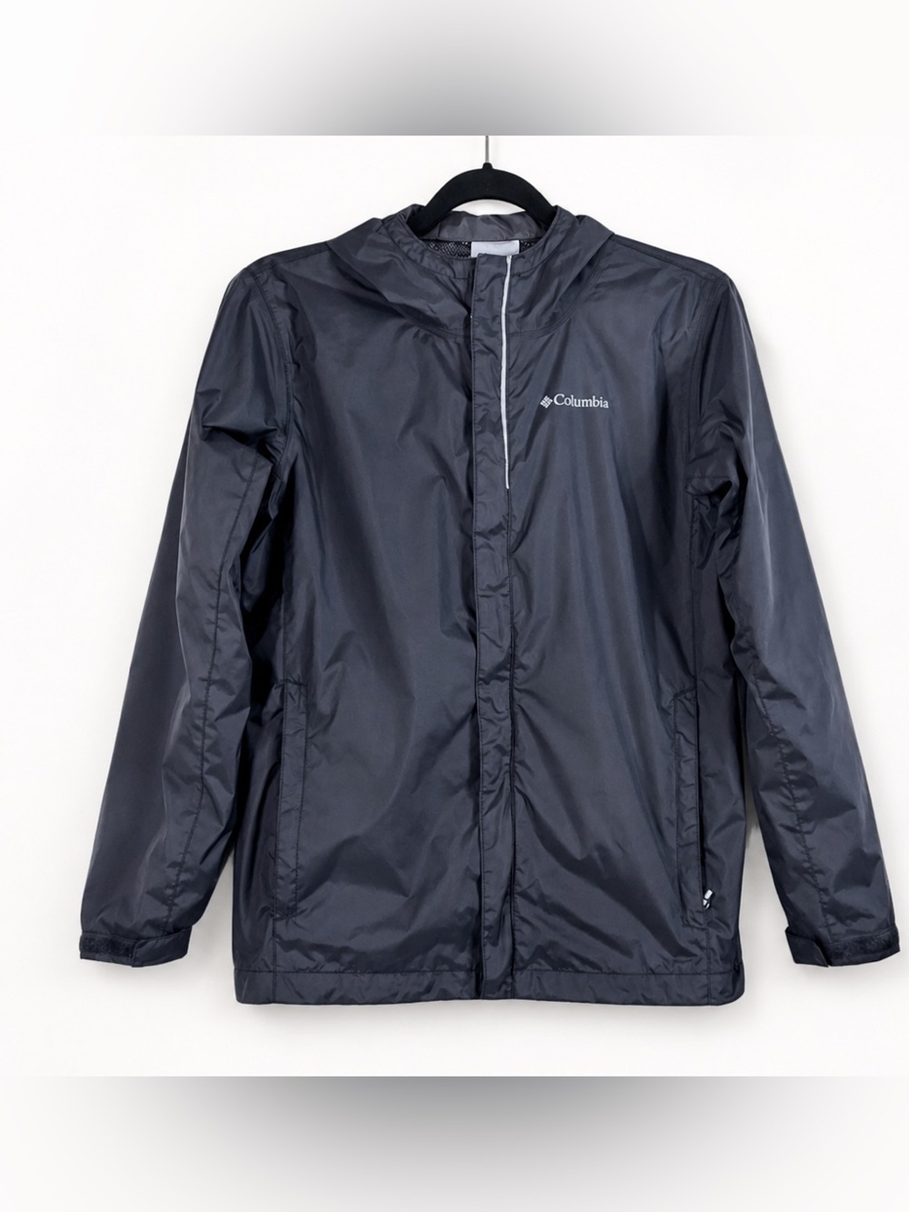 Columbia Youth Jacket Size Large Hooded Rain Jacket / Windbreaker – Navy Blue